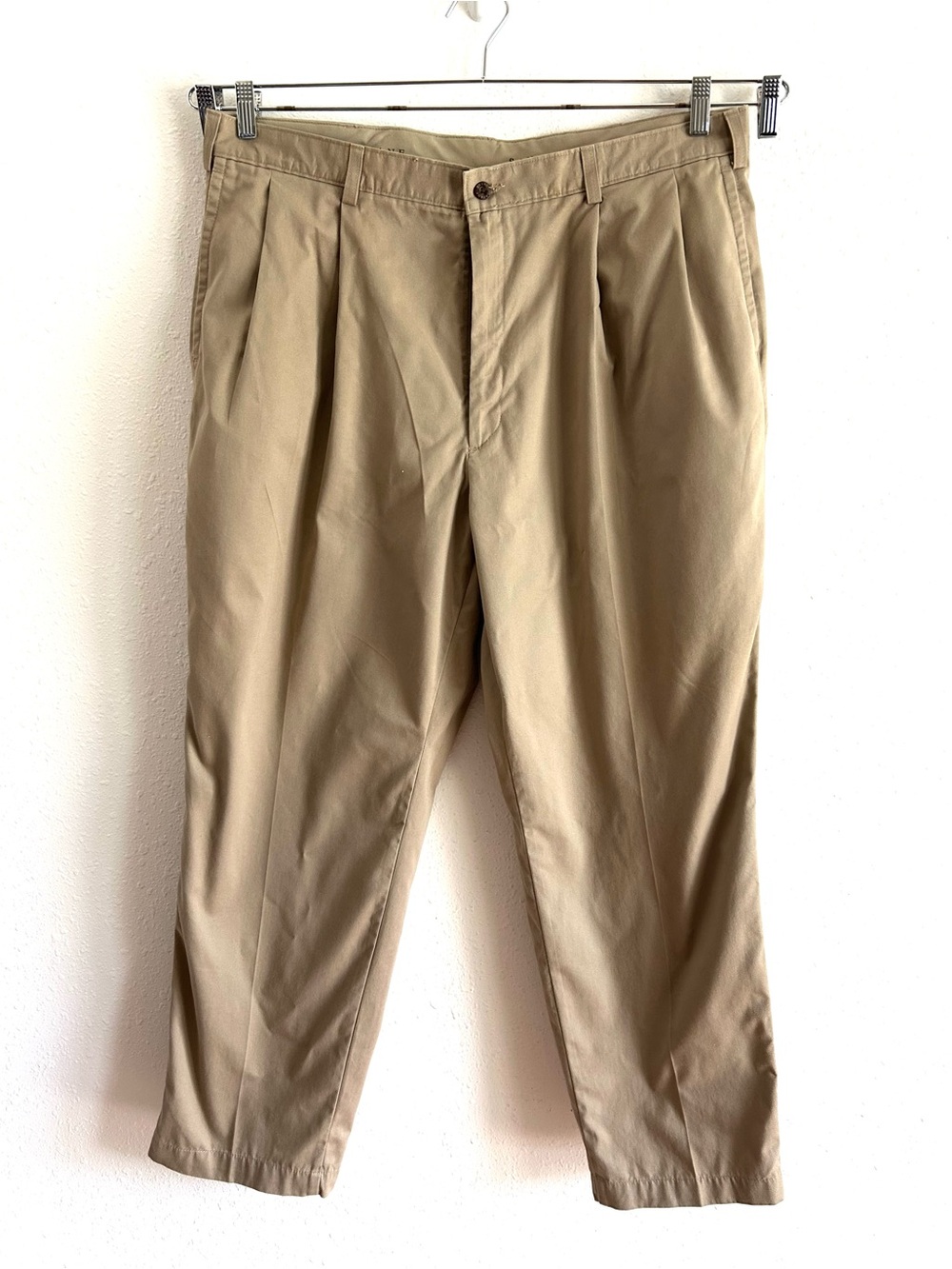 Savane Mens Chino Pants Size 38x30 Beige High Rise Pleated Straight Leg Vtg '80s